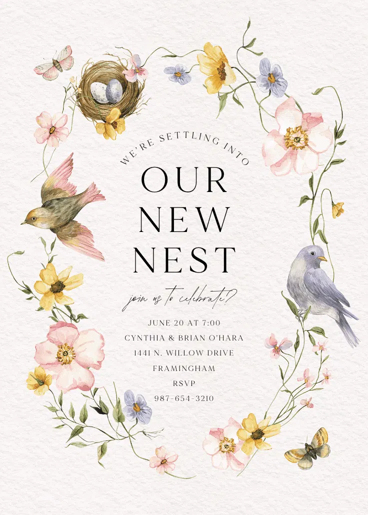 Buds and birds - ev ısınma partisi davetiyesi